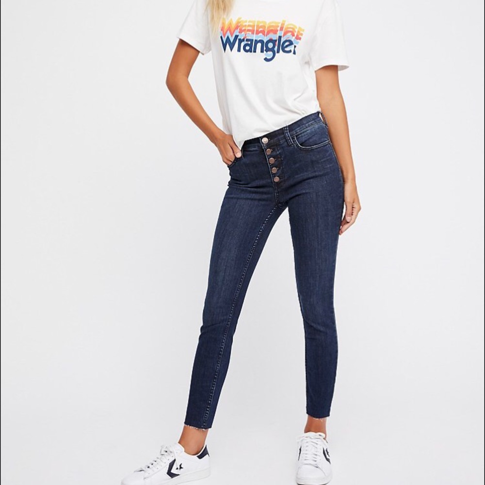 F R E E P E O P L E Reagan Button Front Skinny - image 1